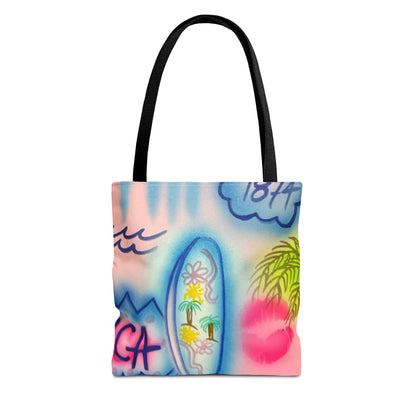 "in the wave" airbrush tote bag