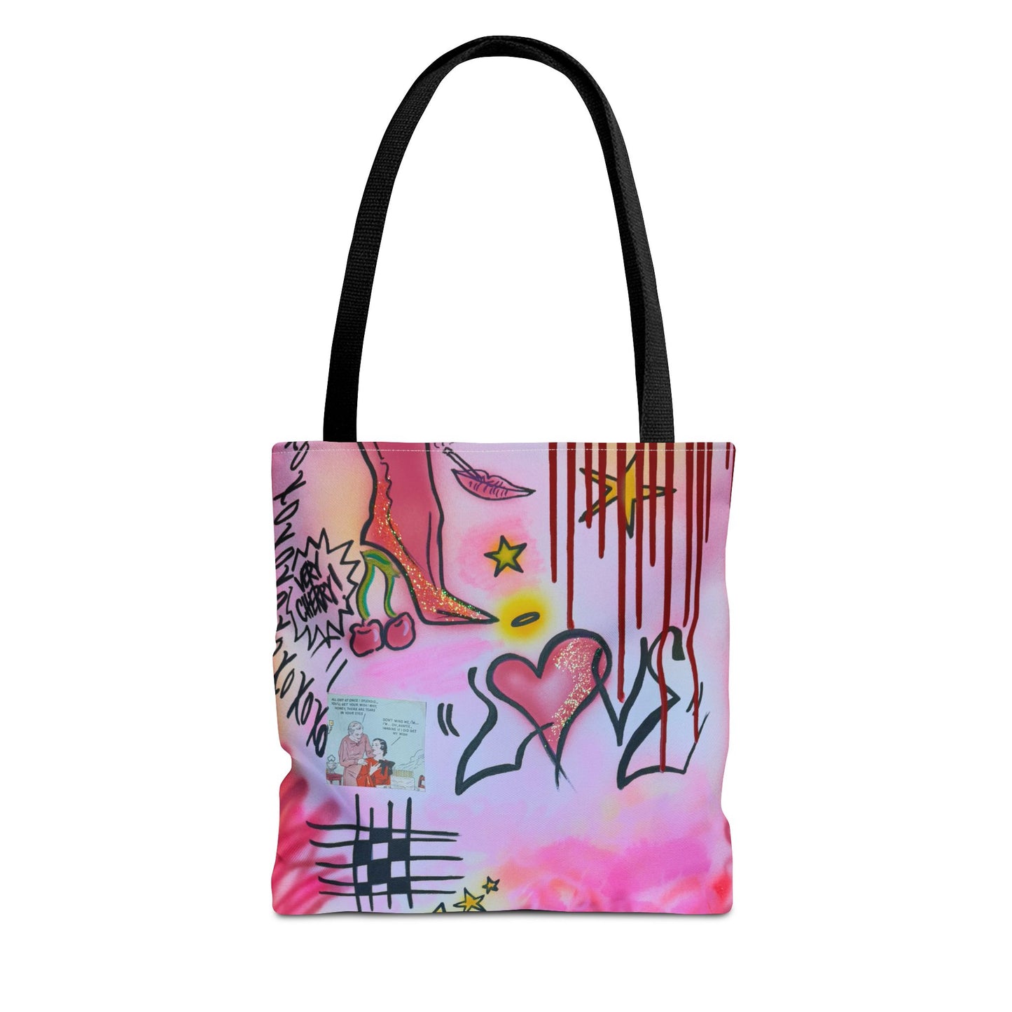 "cherry luvr" airbrush tote bag