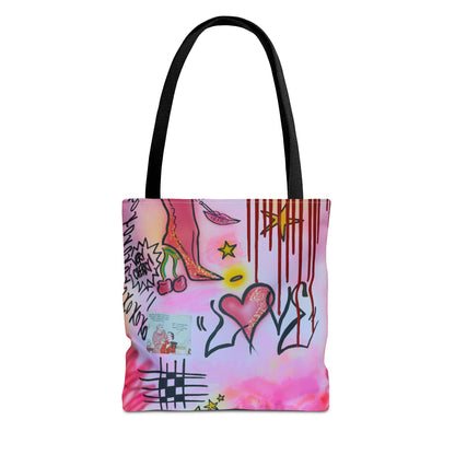 "cherry luvr" airbrush tote bag