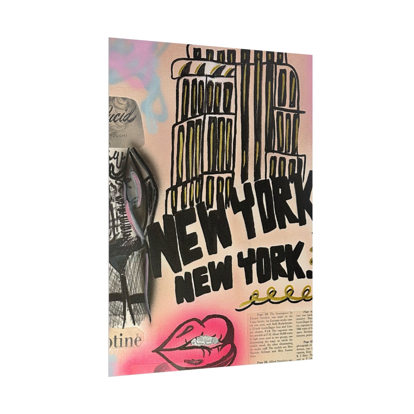 "new york, new york" airbrush rolled print