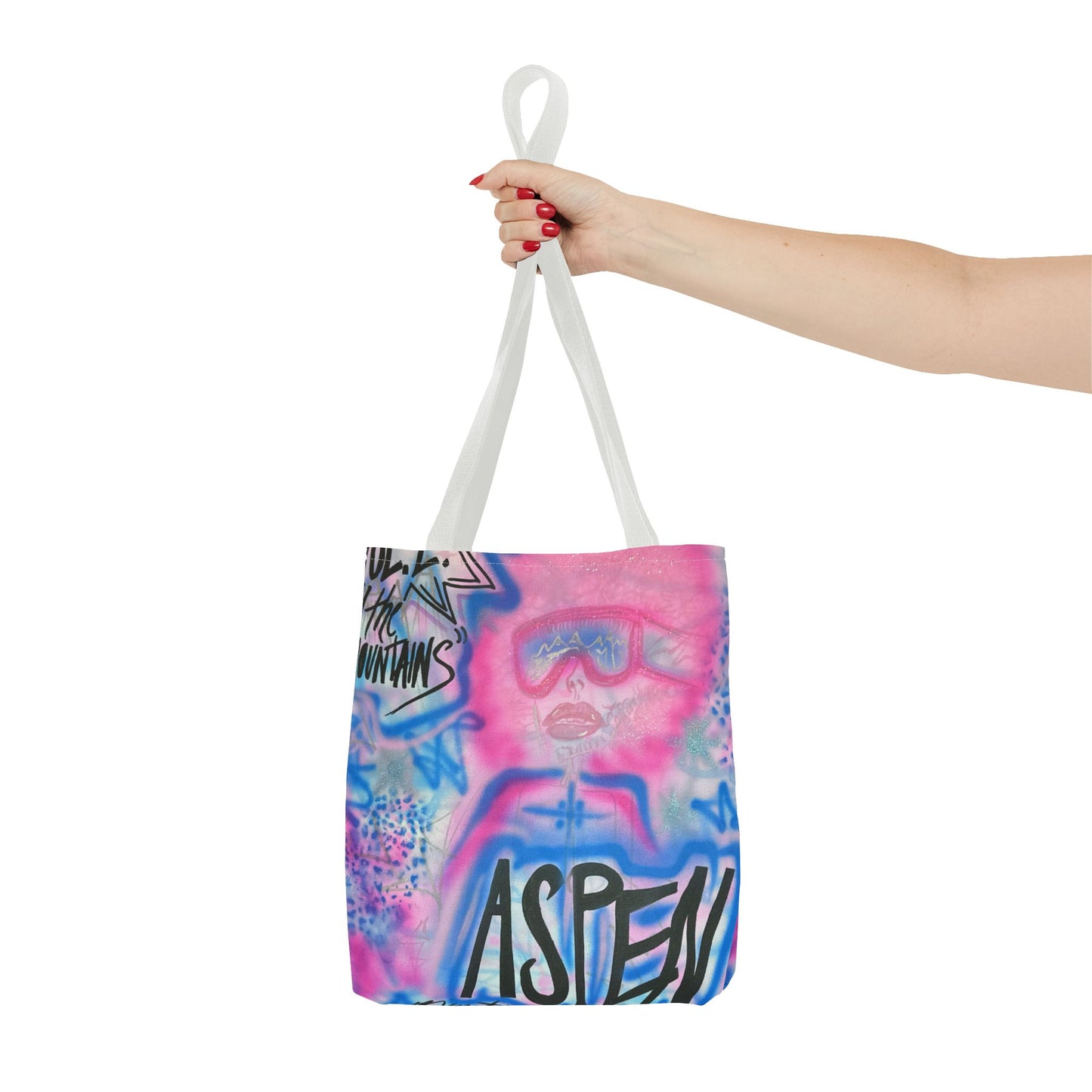 "aspen aspirations" airbrush tote bag