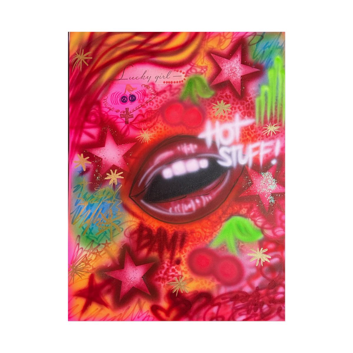 "hot stuff" airbrush rolled print