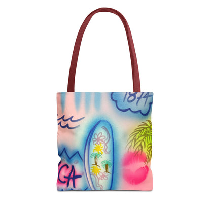 "in the wave" airbrush tote bag