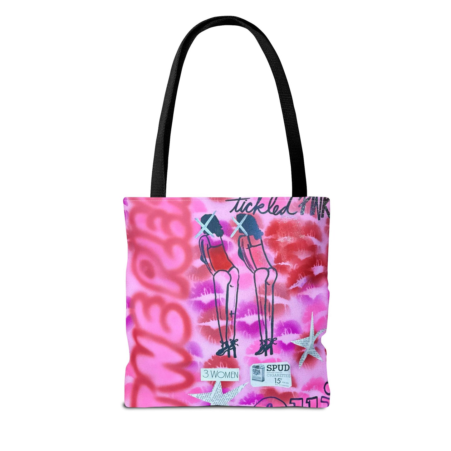"tickled pink" airbrush tote bag