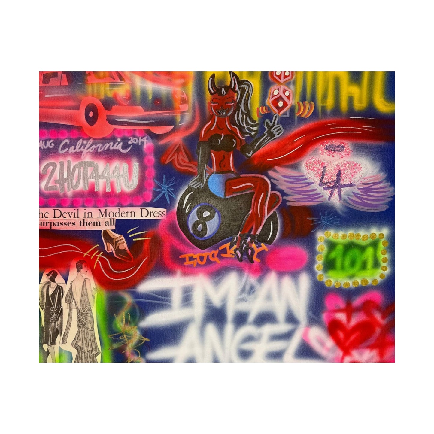 "im an angel" airbrush horizontal print