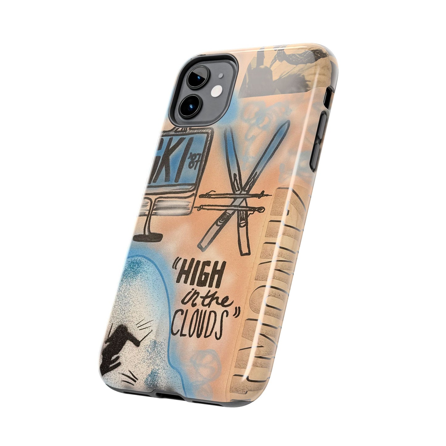 "high in the clouds" airbrush iPhone case