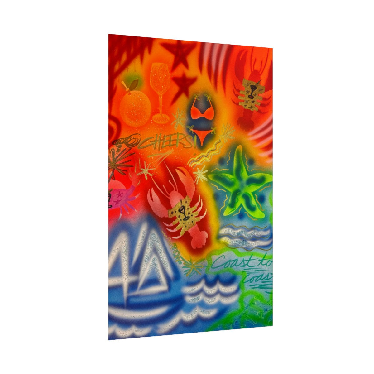 "tipsy lobster" airbrush rolled print