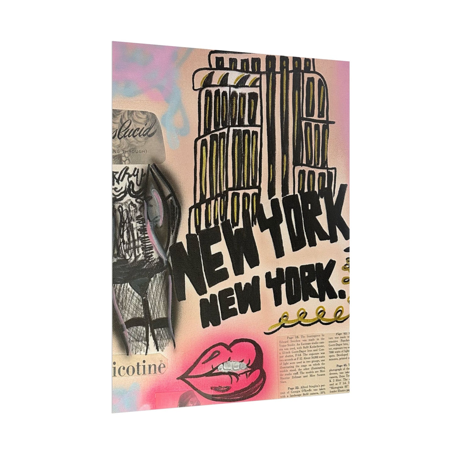 "new york, new york" airbrush rolled print
