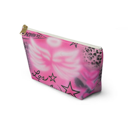 "pink angel wings" airbrush makeup pouch