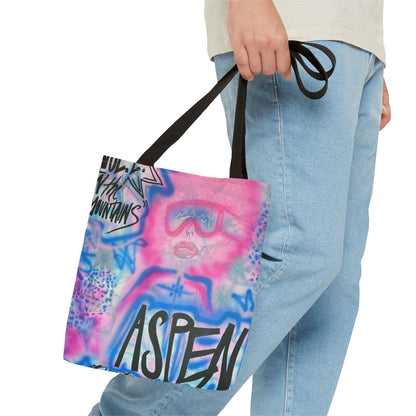 "aspen aspirations" airbrush tote bag