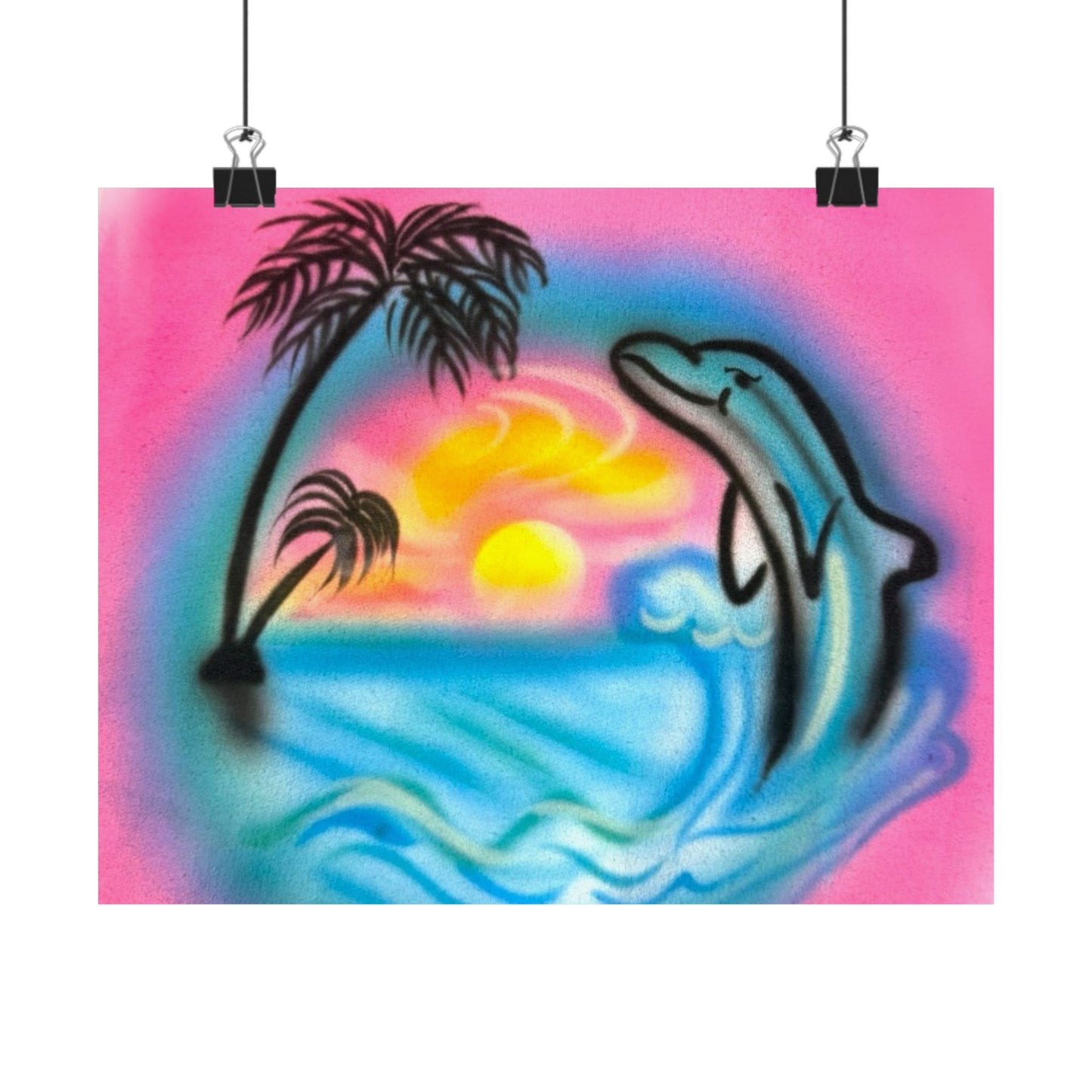 "dolphin love" airbrush horizontal print