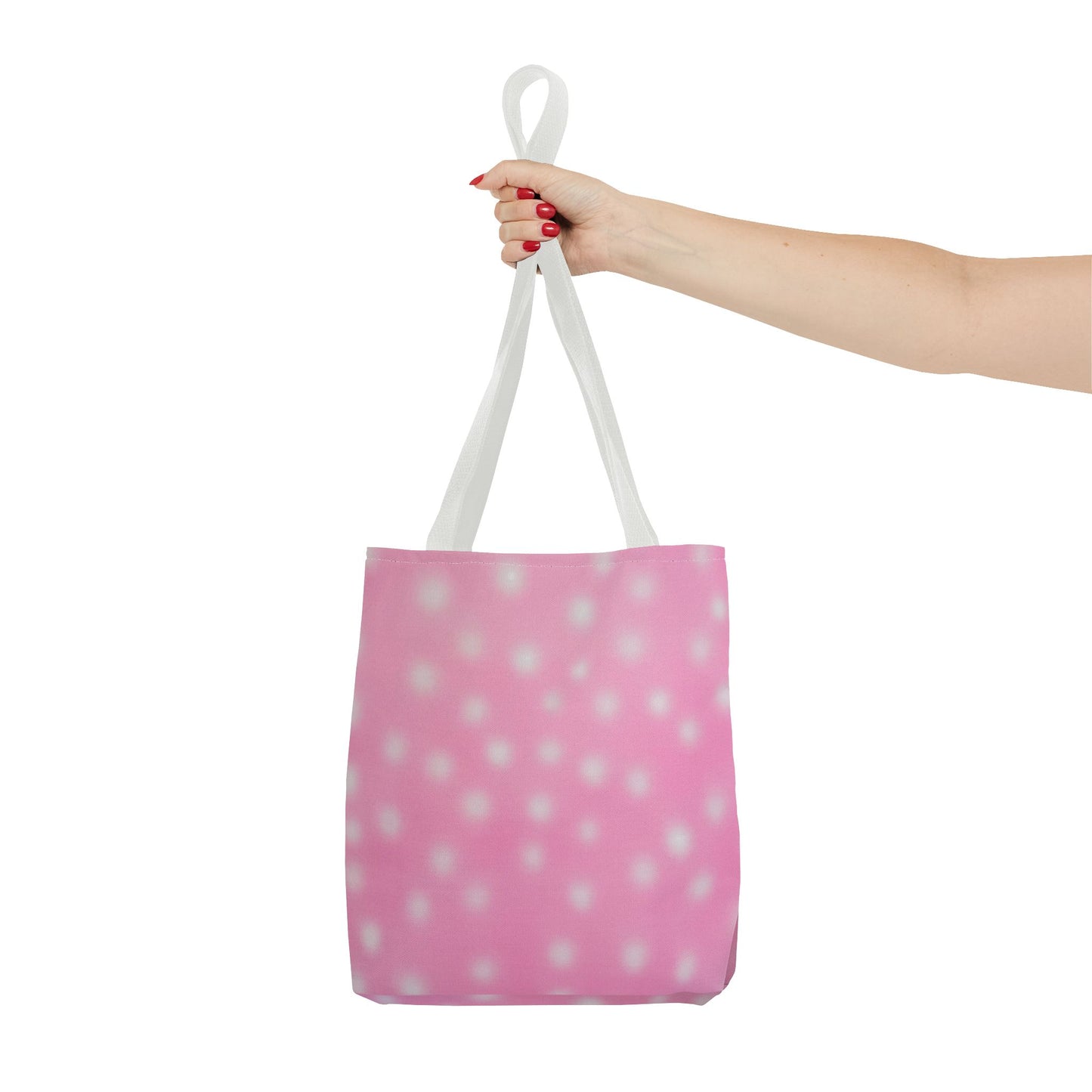"strawberry swirl polka dot" airbrush tote bag