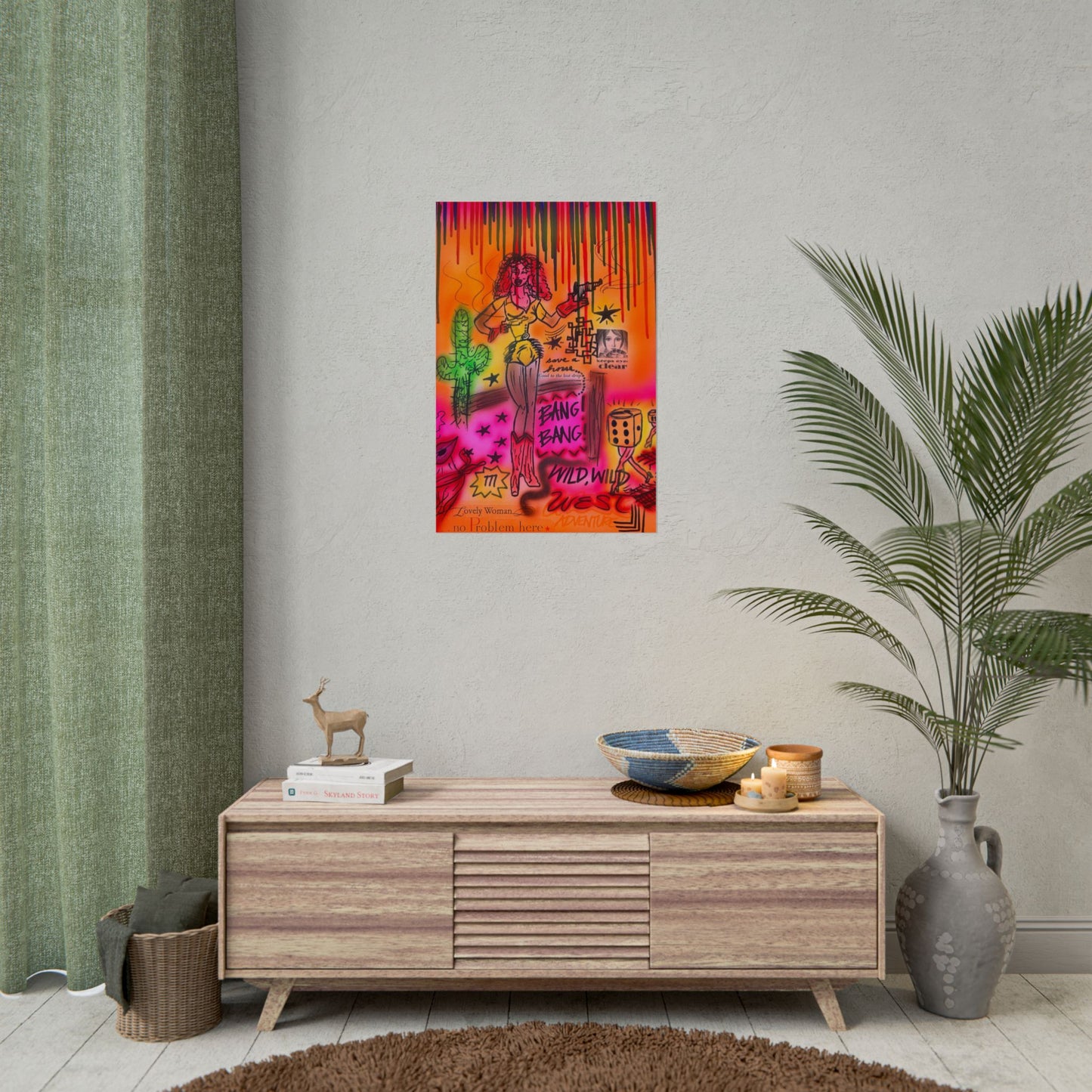 "wild, wild west" airbrush rolled print