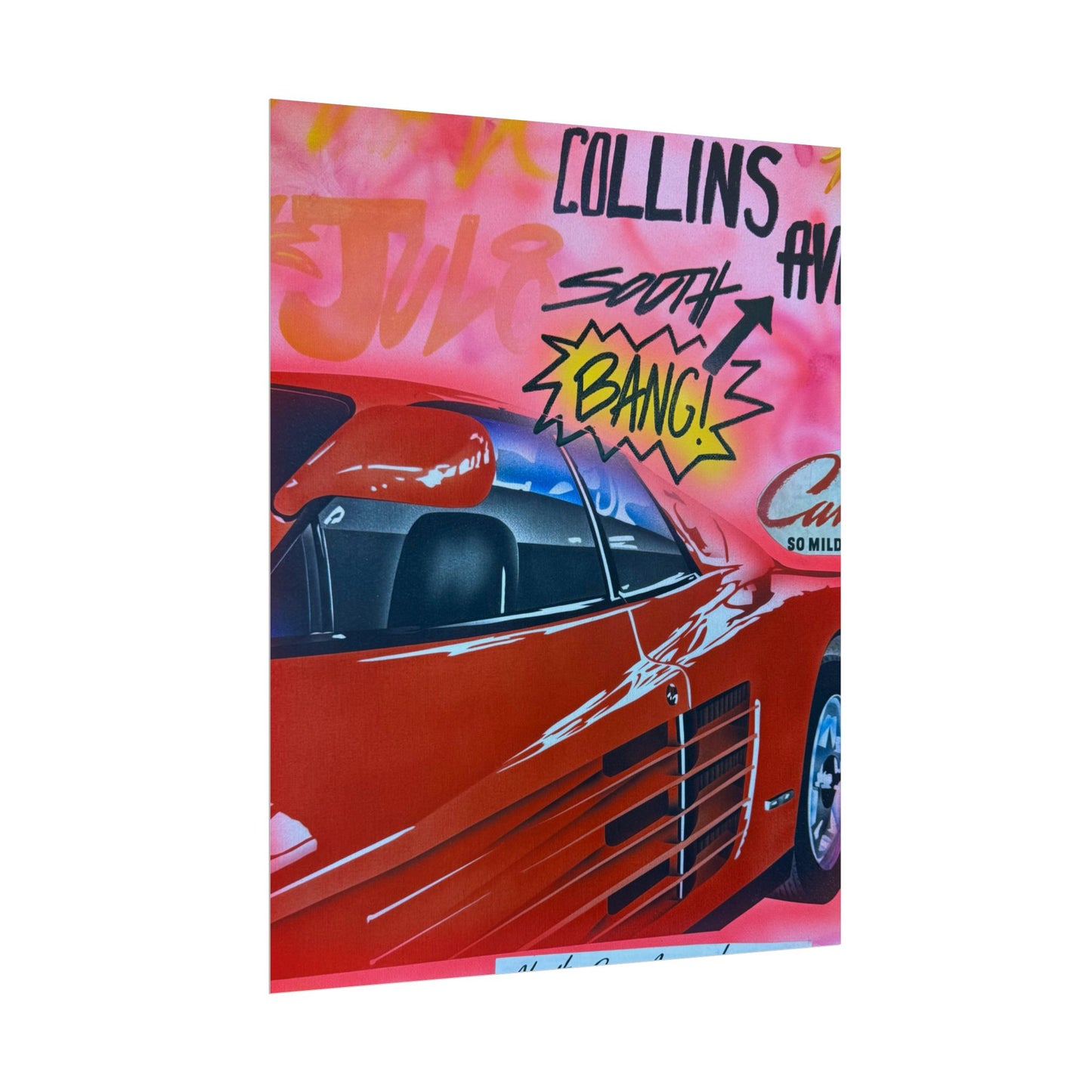 "miami momentos" airbrush rolled print