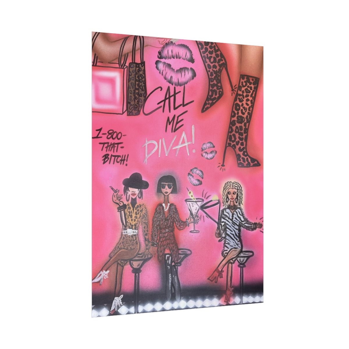 "party diva" airbrush rolled print