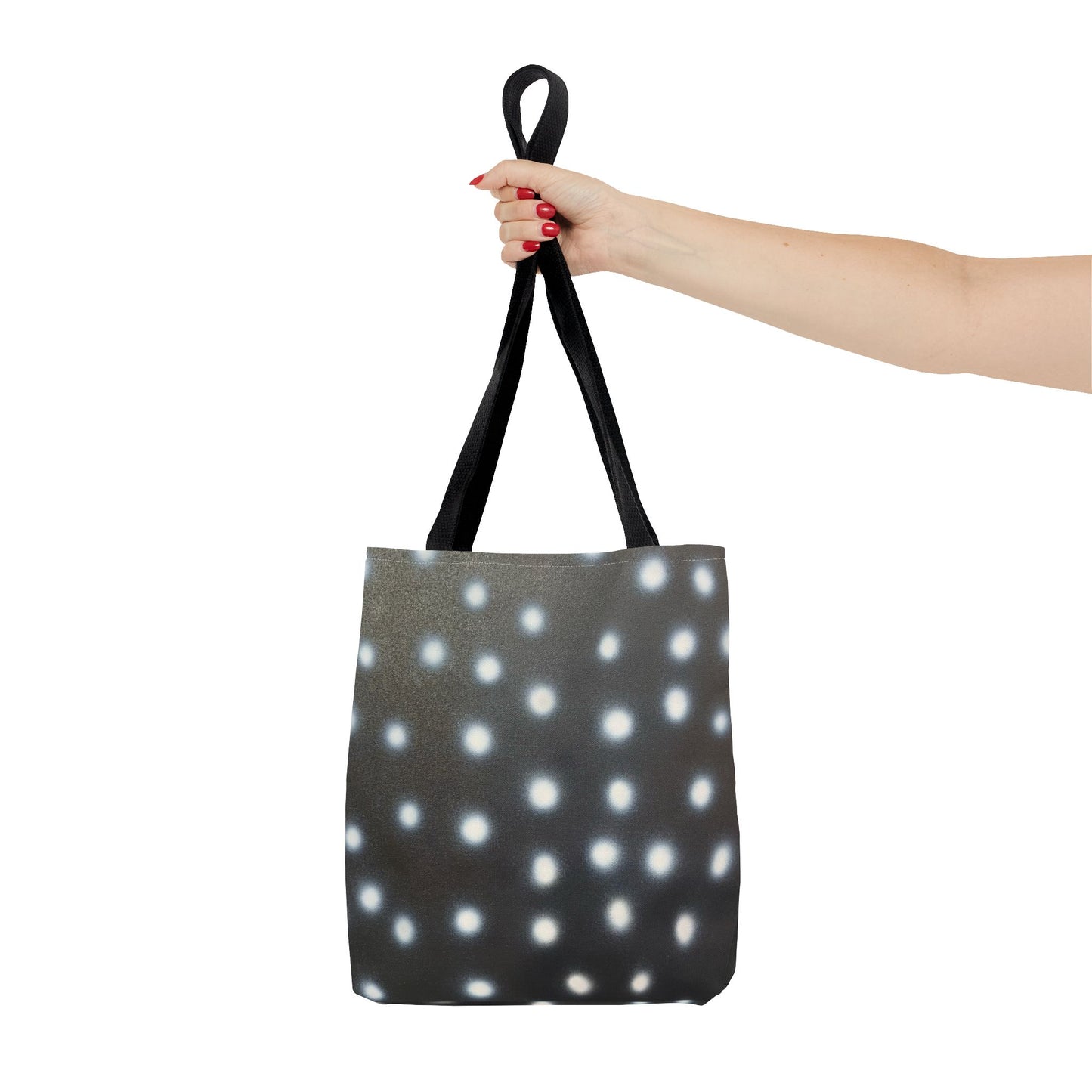 "coconut noir polka dot" airbrush tote bag