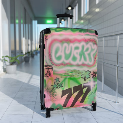 "so lucky" airbrush suitcase