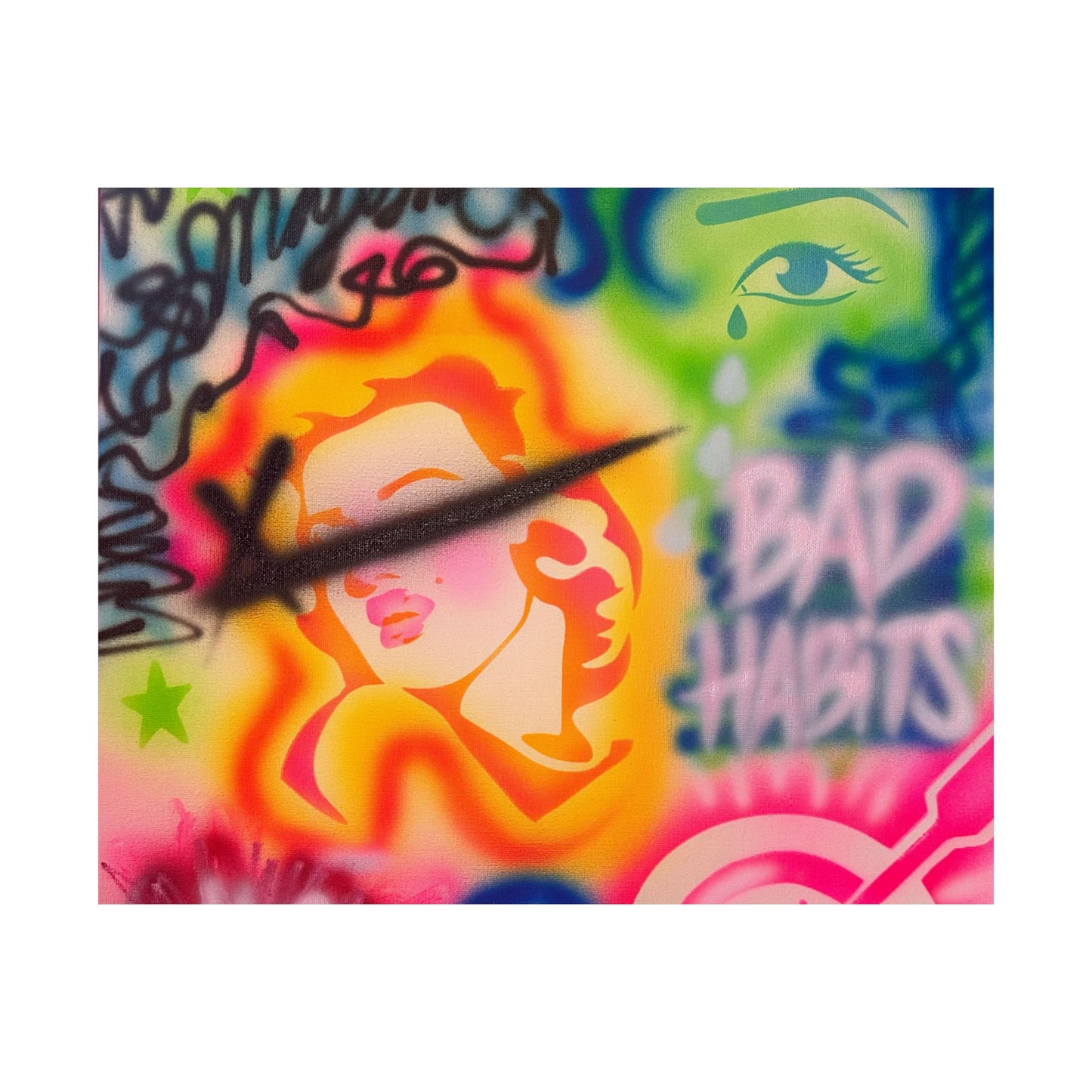 "bad habits" airbrush horizontal print