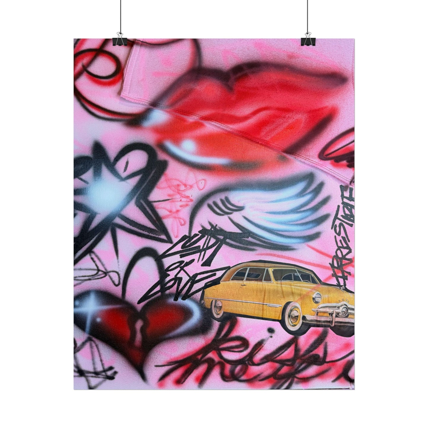 "lust or love" airbrush rolled print