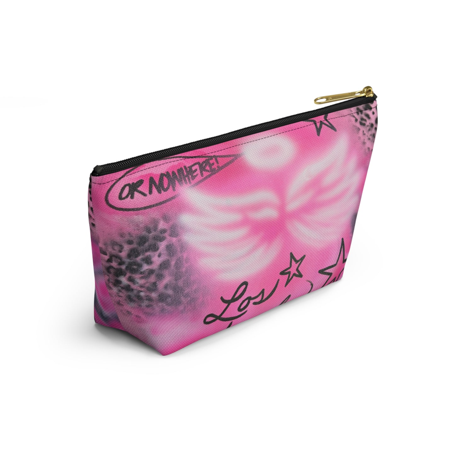 "pink angel wings" airbrush makeup pouch