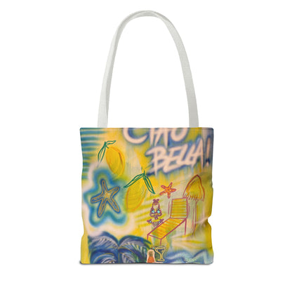 "ciao bella" airbrush tote bag