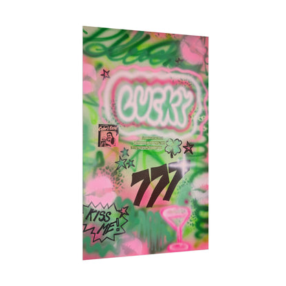 "so lucky" airbrush rolled print