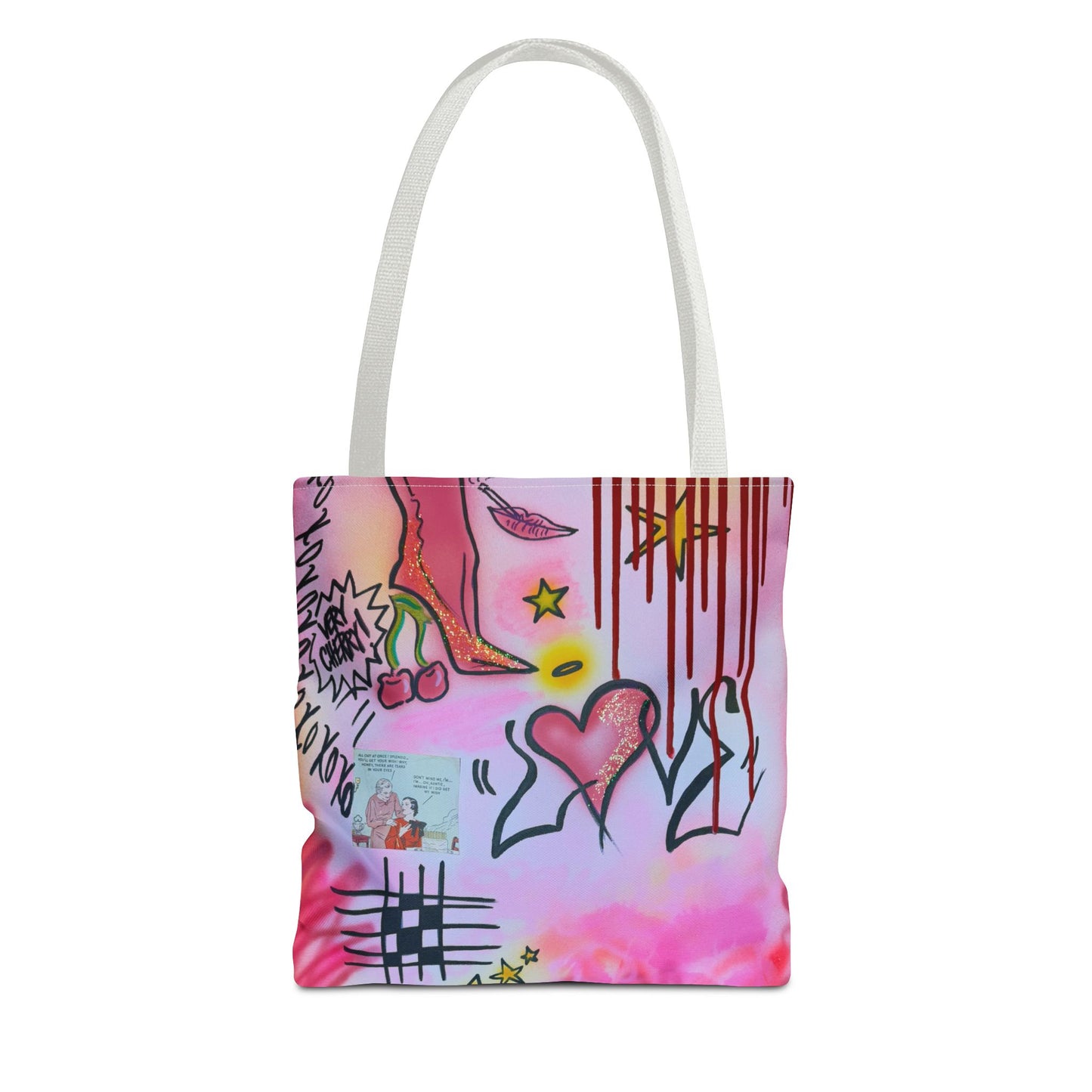 "cherry luvr" airbrush tote bag