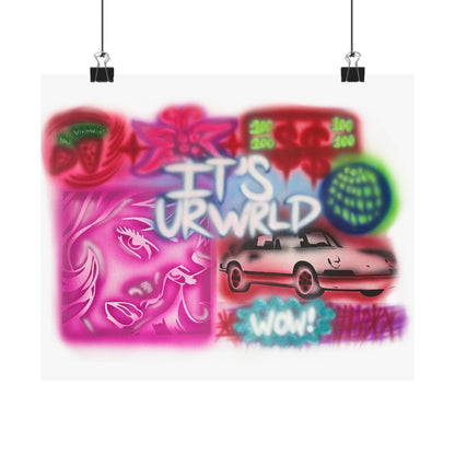 "it's ur WRLD" airbrush horizontal print
