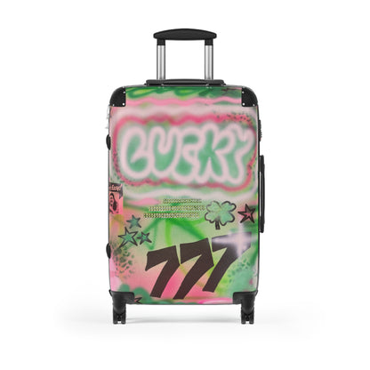 "so lucky" airbrush suitcase