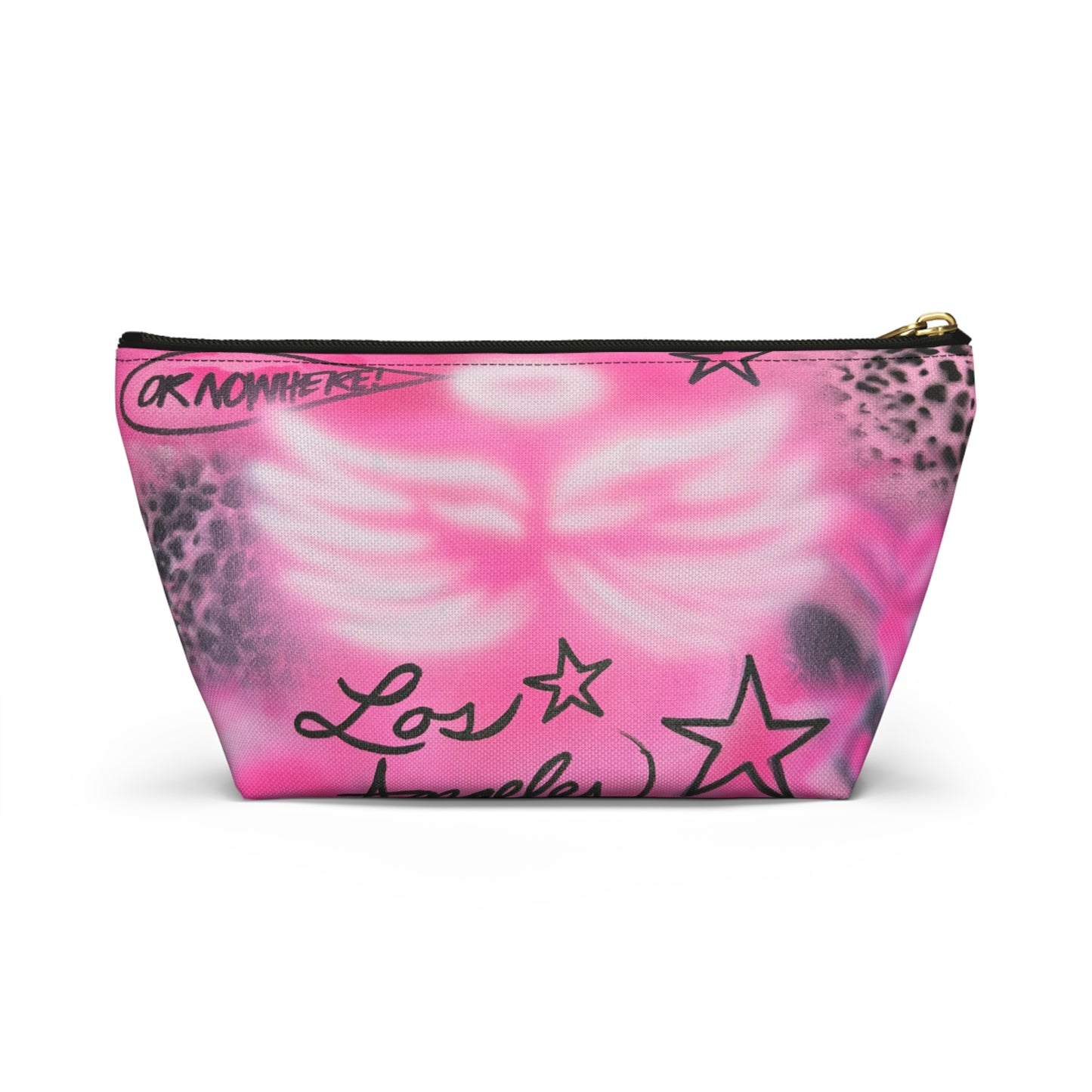 "pink angel wings" airbrush makeup pouch