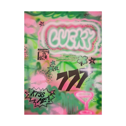 "so lucky" airbrush rolled print