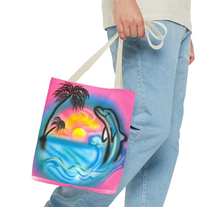 "dolphin love" airbrush tote bag