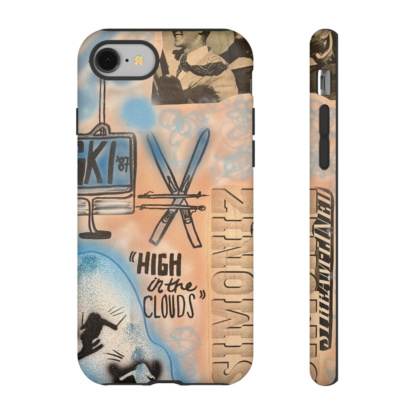"high in the clouds" airbrush iPhone case
