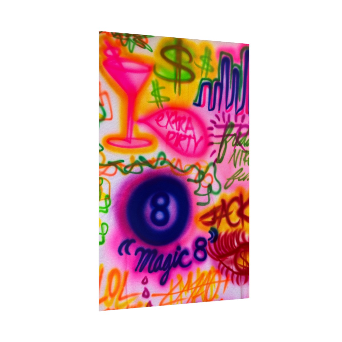 "colorful chaos" airbrush rolled print