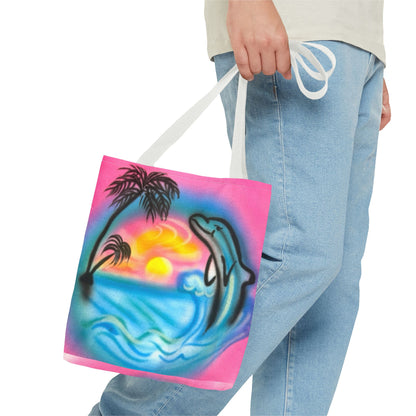 "dolphin love" airbrush tote bag