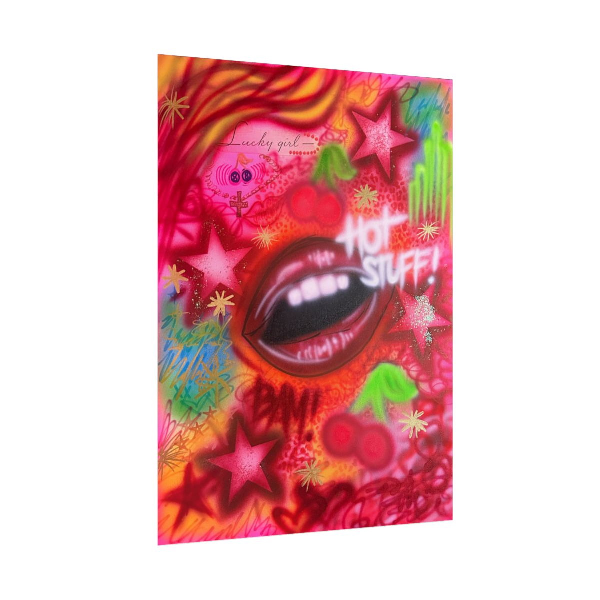 "hot stuff" airbrush rolled print