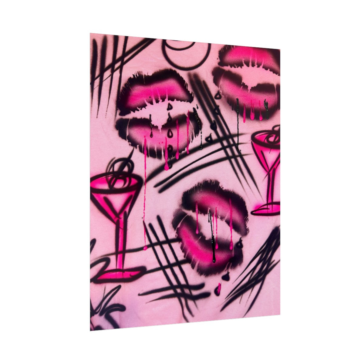"glossy pout" airbrush rolled print