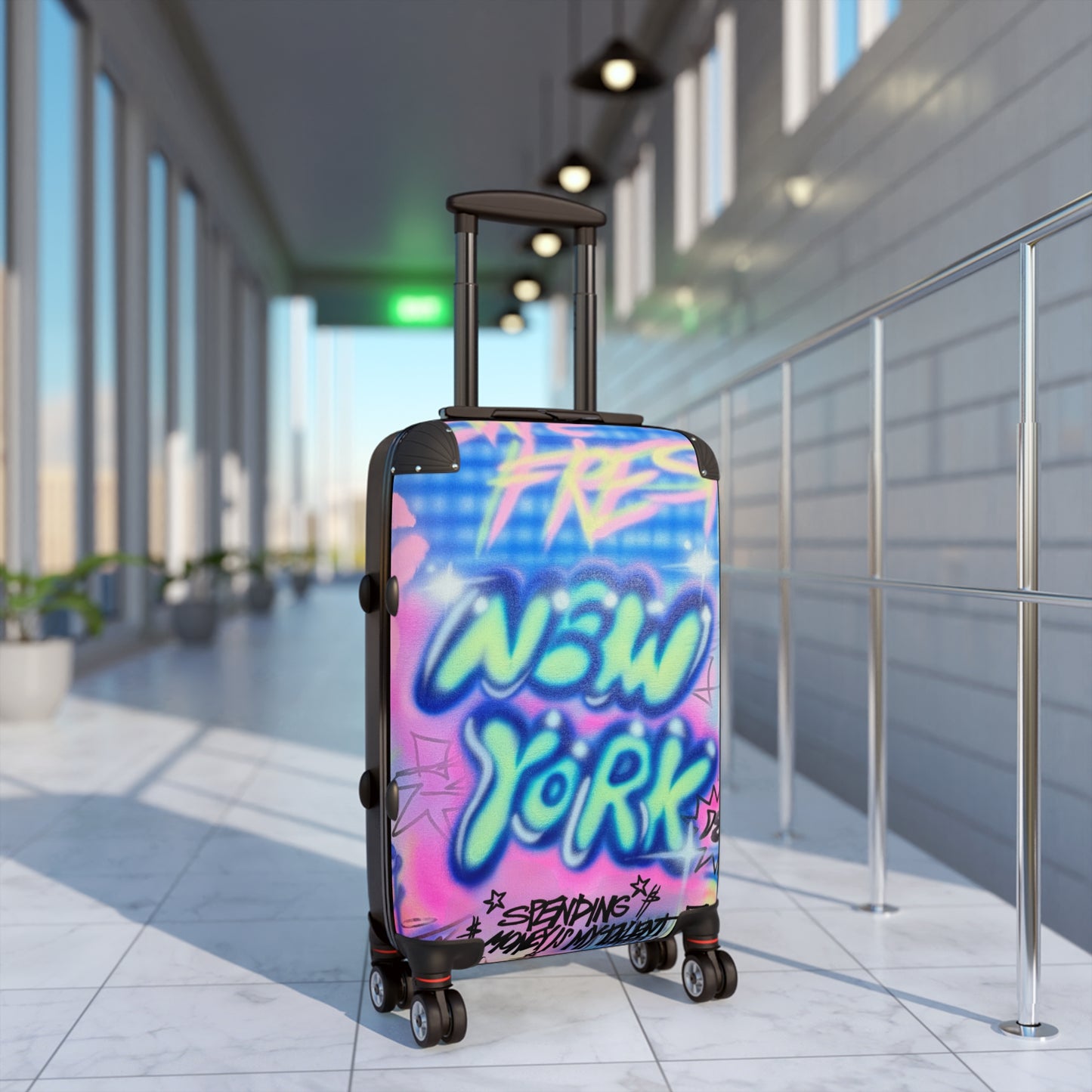 "spending $$ is my talent" airbrush suitcase