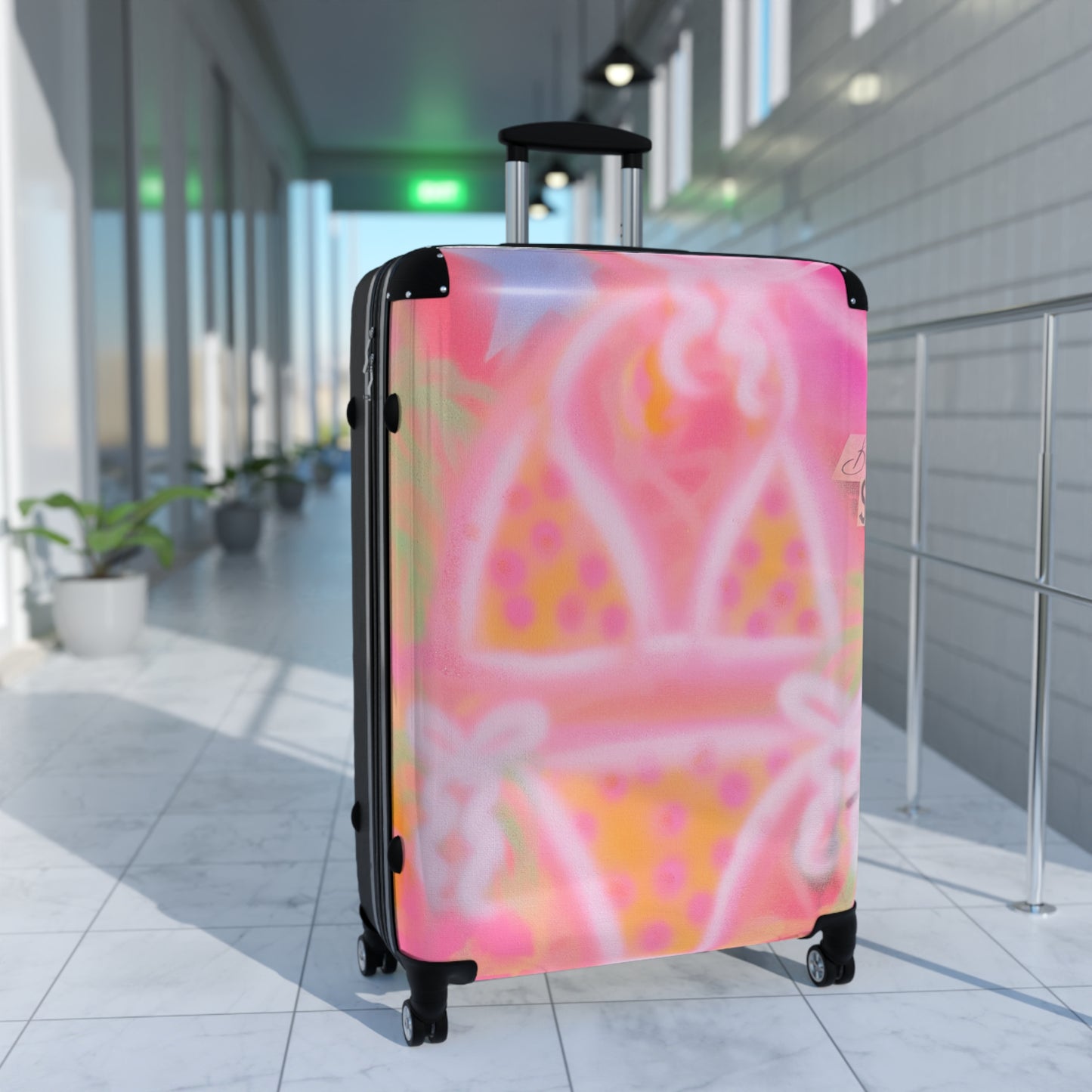"yellow polka dot bikini" airbrush suitcase