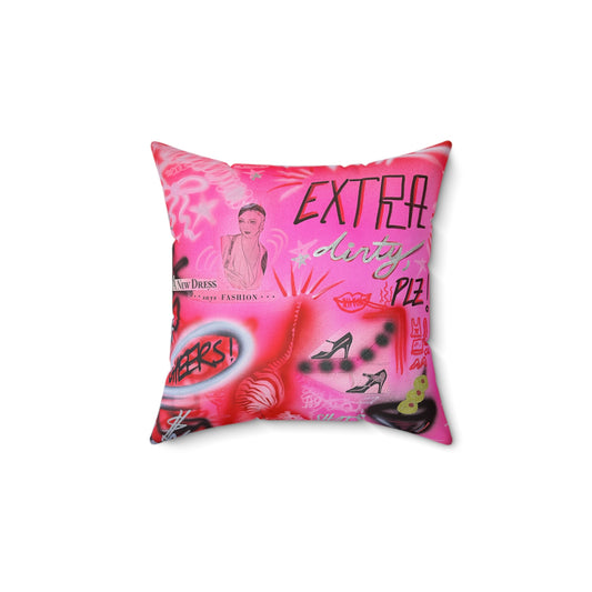 "extra dirty, plz" airbrush pillow