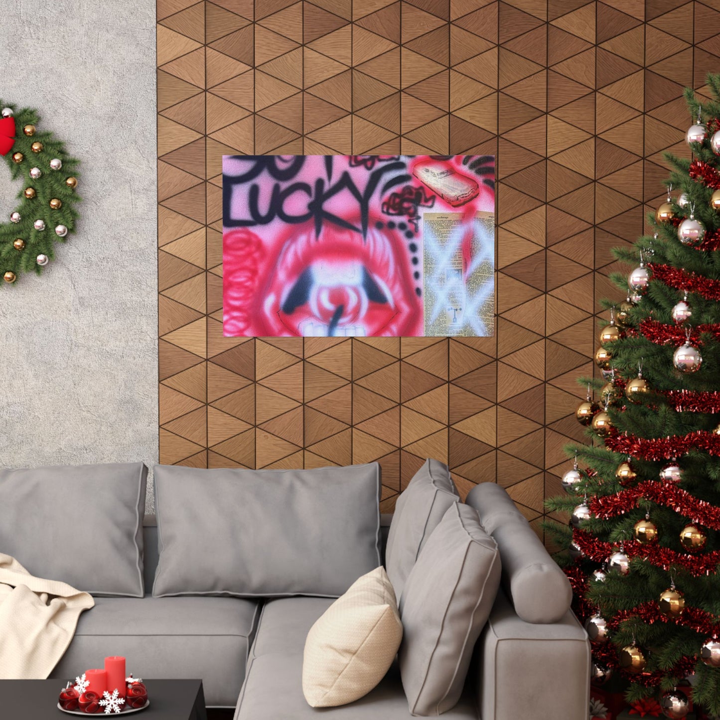 "be happy go lucky" airbrush horizontal print