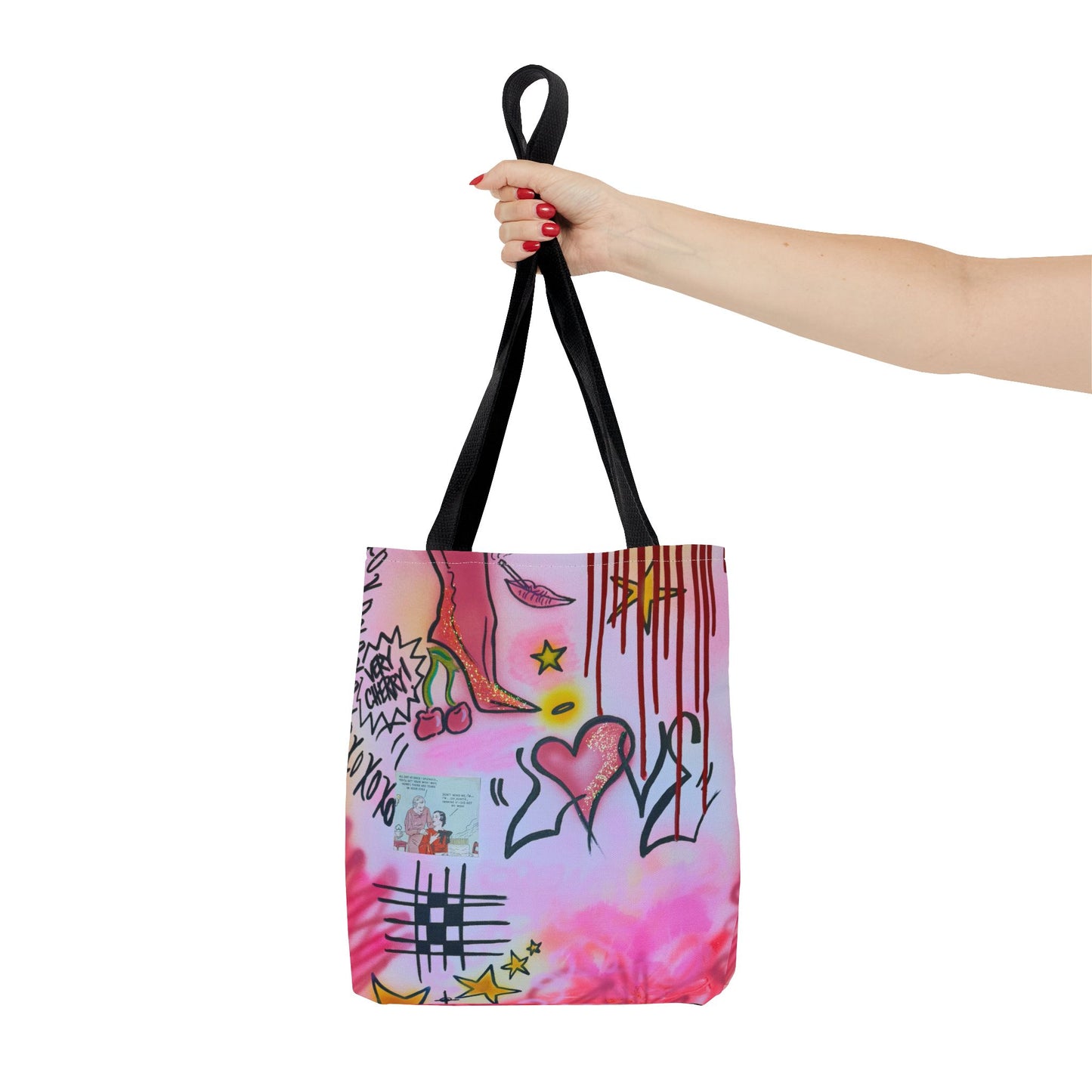"cherry luvr" airbrush tote bag