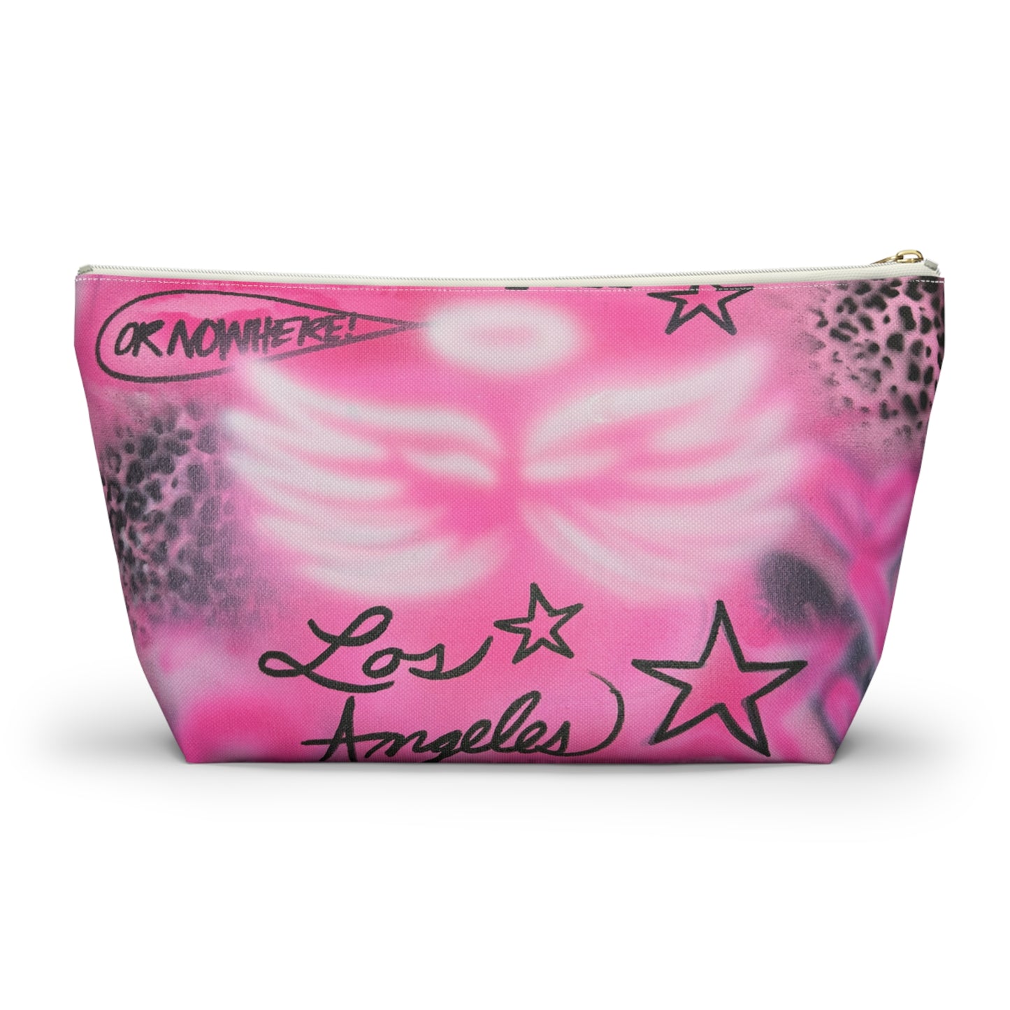 "pink angel wings" airbrush makeup pouch