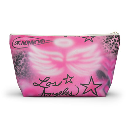 "pink angel wings" airbrush makeup pouch