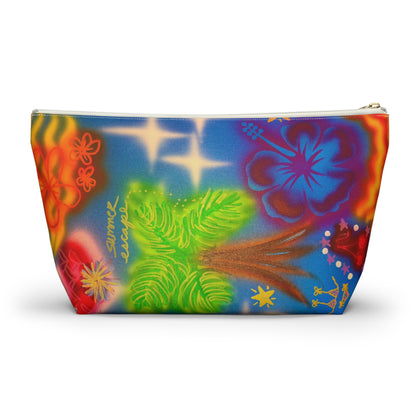 "neon blue palms" airbrush makeup pouch