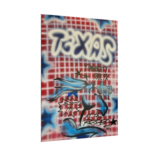 "texas" airbrush rolled print