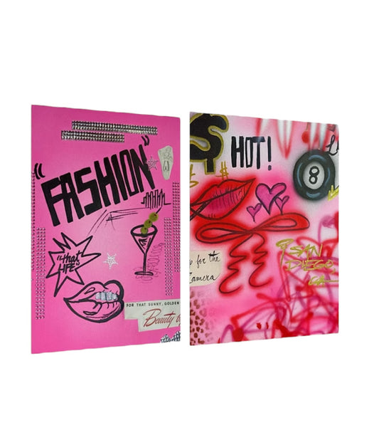 "high fashion" x "IT girl" airbrush print duo