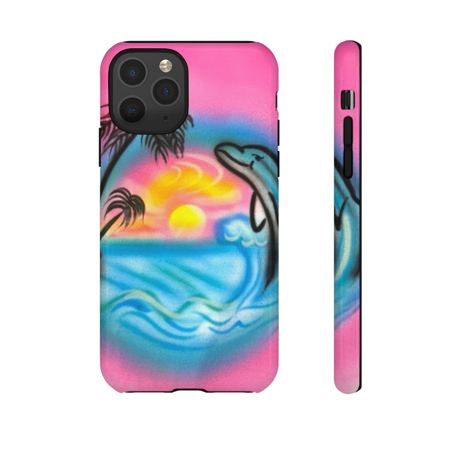 "dolphin love" airbrush iPhone case