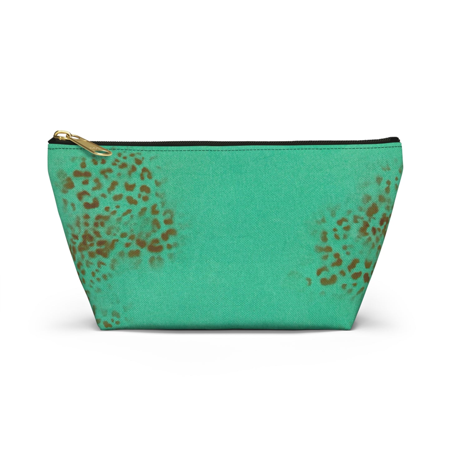 "teal cheetah" airbrush makeup pouch