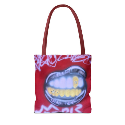 "tooth drip" airbrush tote bag